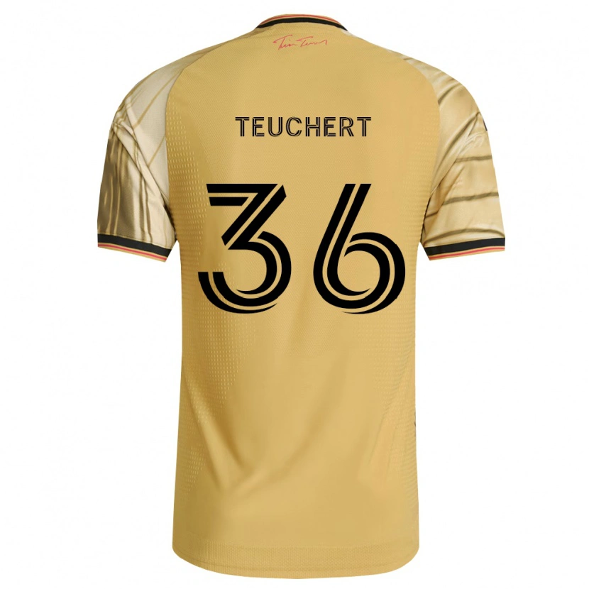 Danxen Kinderen Cedric Teuchert #36 Bruin Geel Zwart Uitshirt Uittenue 2026/27 T-Shirt België