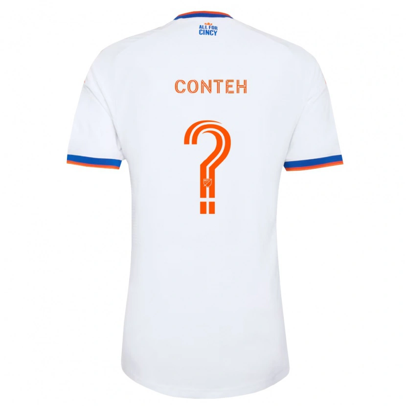 Danxen Kinderen Haroun Conteh #0 Wit Marineblauw Oranje Uitshirt Uittenue 2026/27 T-Shirt België