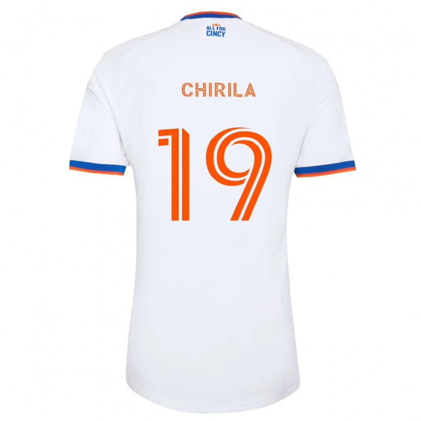 Danxen Kinderen Ștefan Chirilă #19 Wit Marineblauw Oranje Uitshirt Uittenue 2026/27 T-Shirt België
