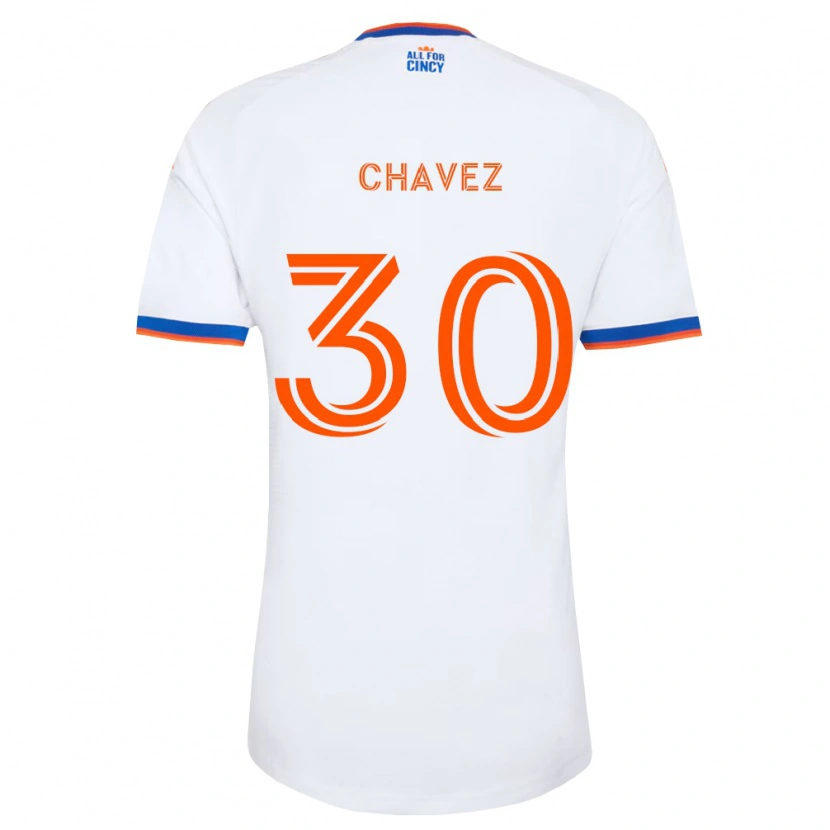 Danxen Kinderen Ademar Chávez #30 Wit Marineblauw Oranje Uitshirt Uittenue 2026/27 T-Shirt België