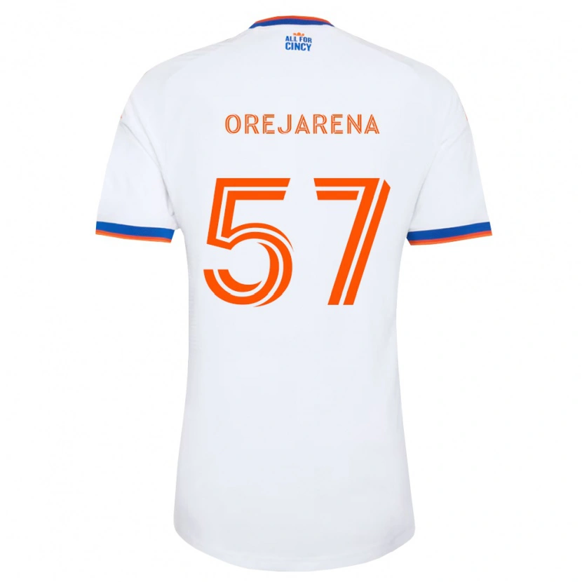 Danxen Kinderen Leo Orejarena #57 Wit Marineblauw Oranje Uitshirt Uittenue 2026/27 T-Shirt België