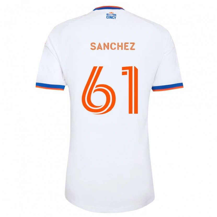 Danxen Kinderen Santiago Sanchez #61 Wit Marineblauw Oranje Uitshirt Uittenue 2026/27 T-Shirt België