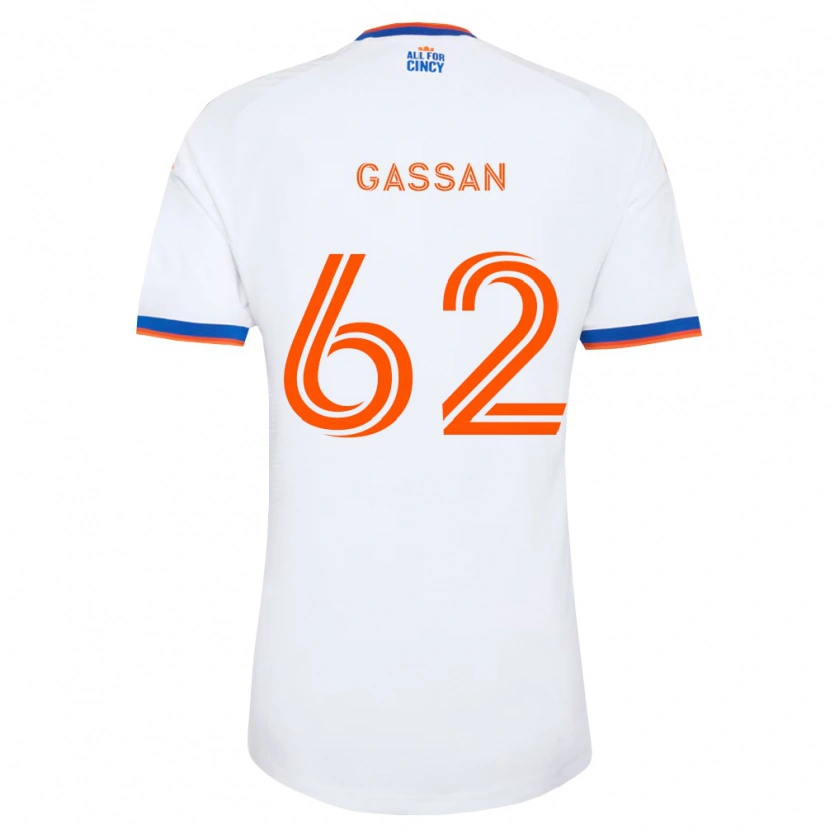 Danxen Kinderen Noah Gassan #62 Wit Marineblauw Oranje Uitshirt Uittenue 2026/27 T-Shirt België