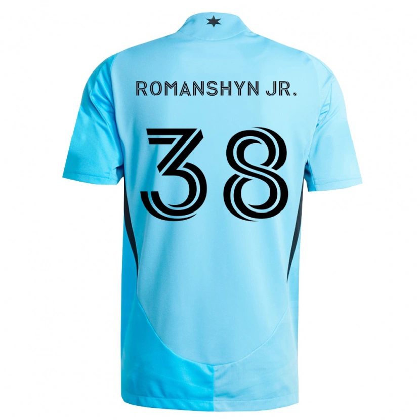 Danxen Kinderen Kage Romanshyn Jr. #38 Lichtblauw Zwart Uitshirt Uittenue 2026/27 T-Shirt België