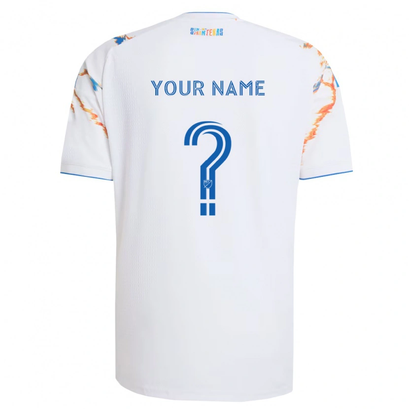 Danxen Kinderen Uw Naam #0 Wit Oranje Blauw Uitshirt Uittenue 2026/27 T-Shirt België