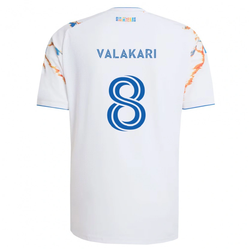 Danxen Kinderen Onni Valakari #8 Wit Oranje Blauw Uitshirt Uittenue 2026/27 T-Shirt België