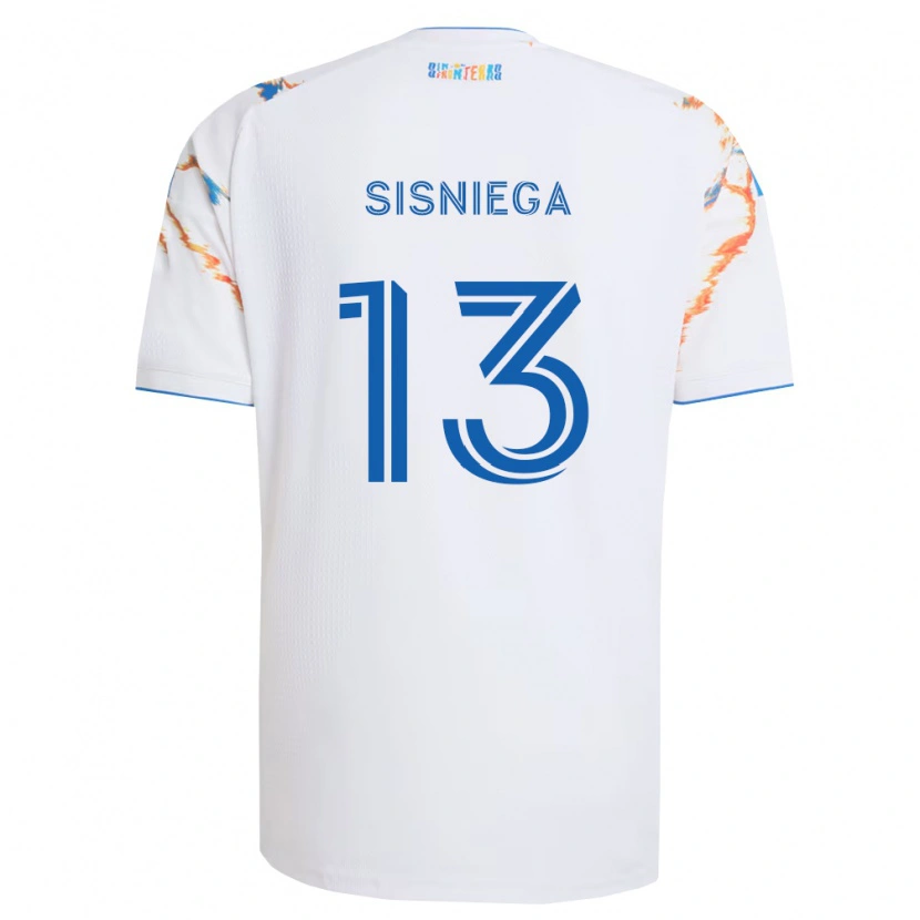 Danxen Kinderen Pablo Sisniega #13 Wit Oranje Blauw Uitshirt Uittenue 2026/27 T-Shirt België