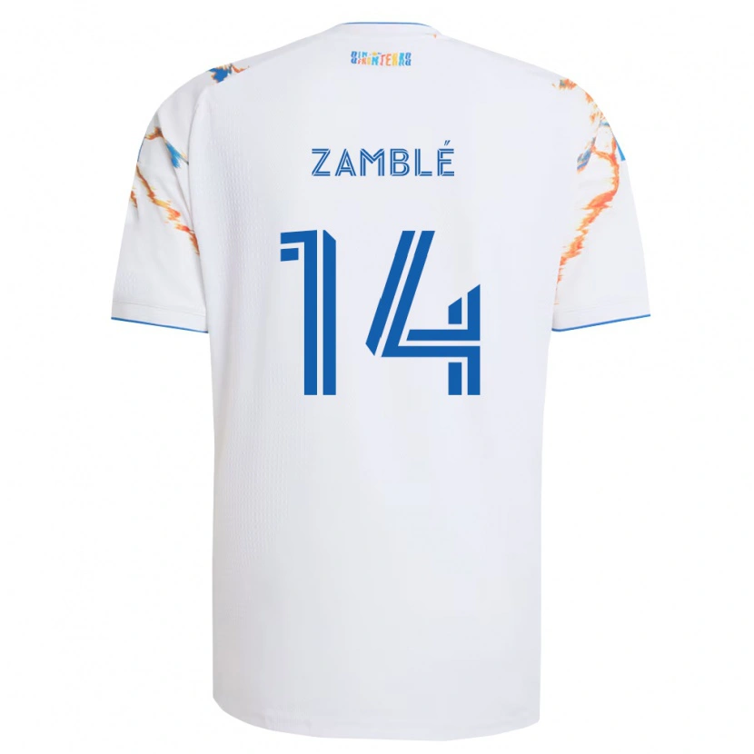 Danxen Kinderen Bryan Zamblé #14 Wit Oranje Blauw Uitshirt Uittenue 2026/27 T-Shirt België
