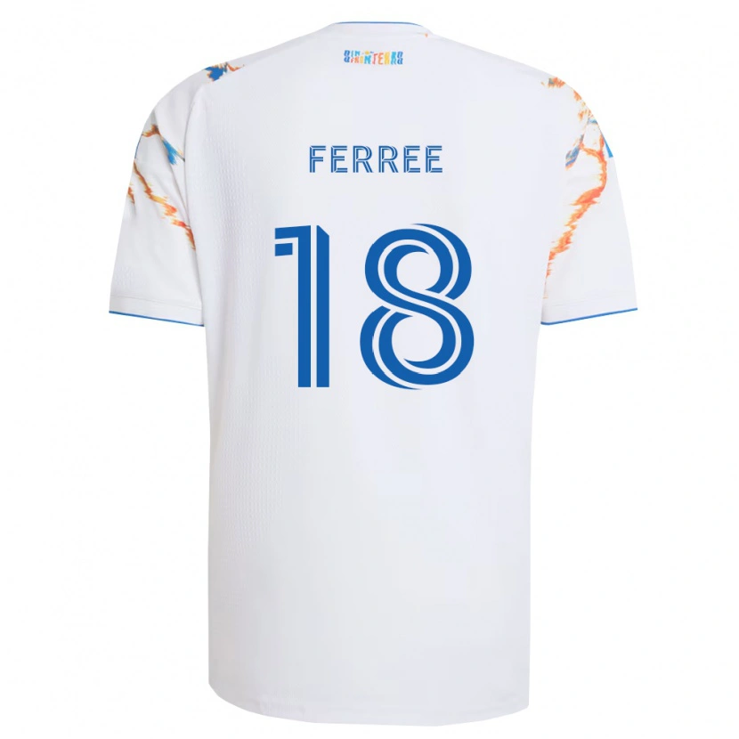 Danxen Kinderen Duran Ferree #18 Wit Oranje Blauw Uitshirt Uittenue 2026/27 T-Shirt België