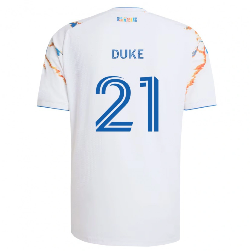 Danxen Kinderen Bryce Duke #21 Wit Oranje Blauw Uitshirt Uittenue 2026/27 T-Shirt België