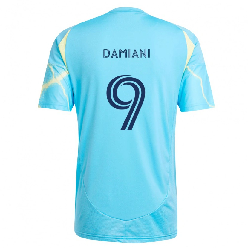 Danxen Kinderen Bruno Damiani #9 Lichtblauw Zwart Lichtgeel Uitshirt Uittenue 2026/27 T-Shirt België