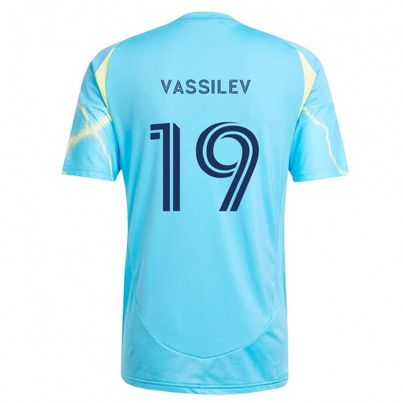 Danxen Kinderen Indiana Vassilev #19 Lichtblauw Zwart Lichtgeel Uitshirt Uittenue 2026/27 T-Shirt België