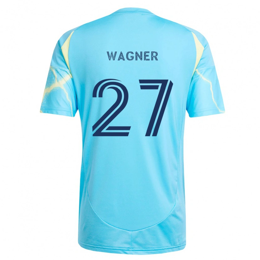 Danxen Kinderen Kai Wagner #27 Lichtblauw Zwart Lichtgeel Uitshirt Uittenue 2026/27 T-Shirt België