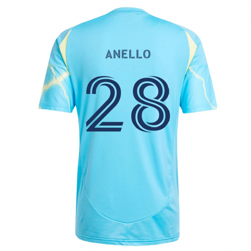 Danxen Kinderen Agustín Anello #28 Lichtblauw Zwart Lichtgeel Uitshirt Uittenue 2026/27 T-Shirt België