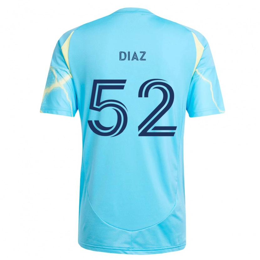 Danxen Kinderen Samuel Diaz #52 Lichtblauw Zwart Lichtgeel Uitshirt Uittenue 2026/27 T-Shirt België