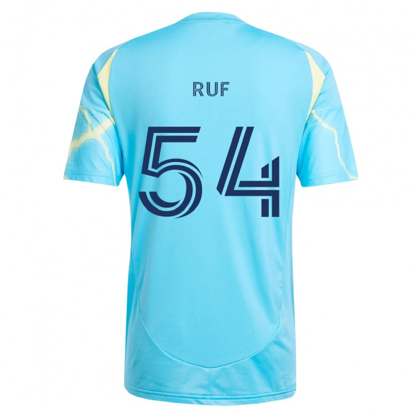 Danxen Kinderen John Ruf #54 Lichtblauw Zwart Lichtgeel Uitshirt Uittenue 2026/27 T-Shirt België