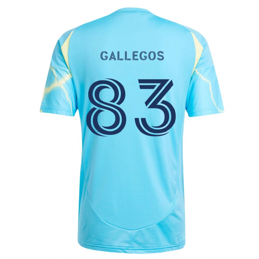 Danxen Kinderen Mateo Gallegos #83 Lichtblauw Zwart Lichtgeel Uitshirt Uittenue 2026/27 T-Shirt België