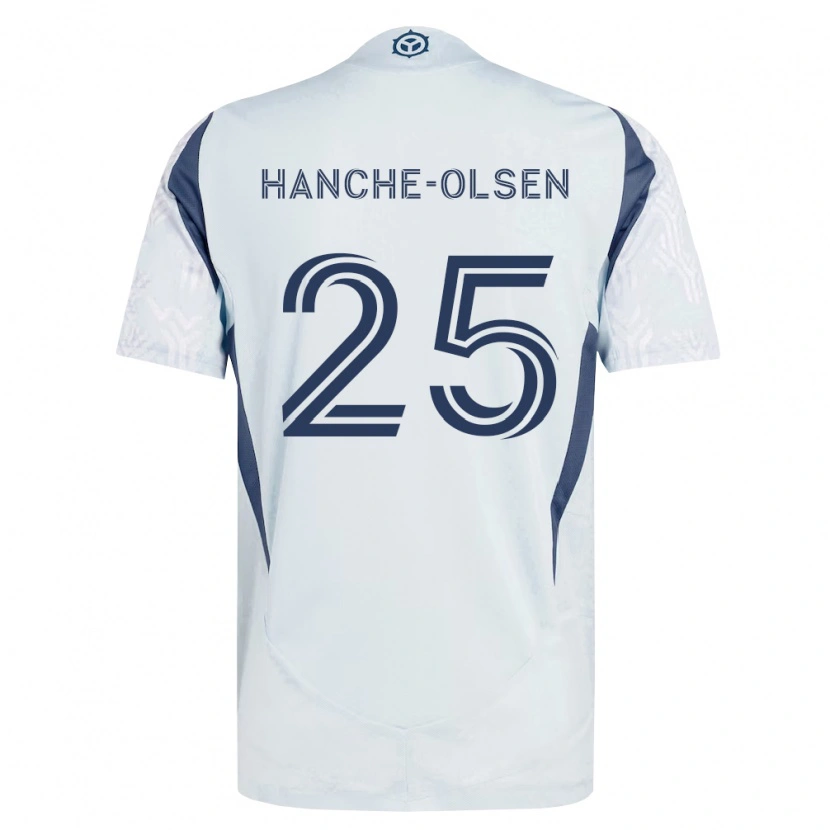 Danxen Kinderen Andreas Hanche-Olsen #25 Blauw Grijs Wit Uitshirt Uittenue 2026/27 T-Shirt België