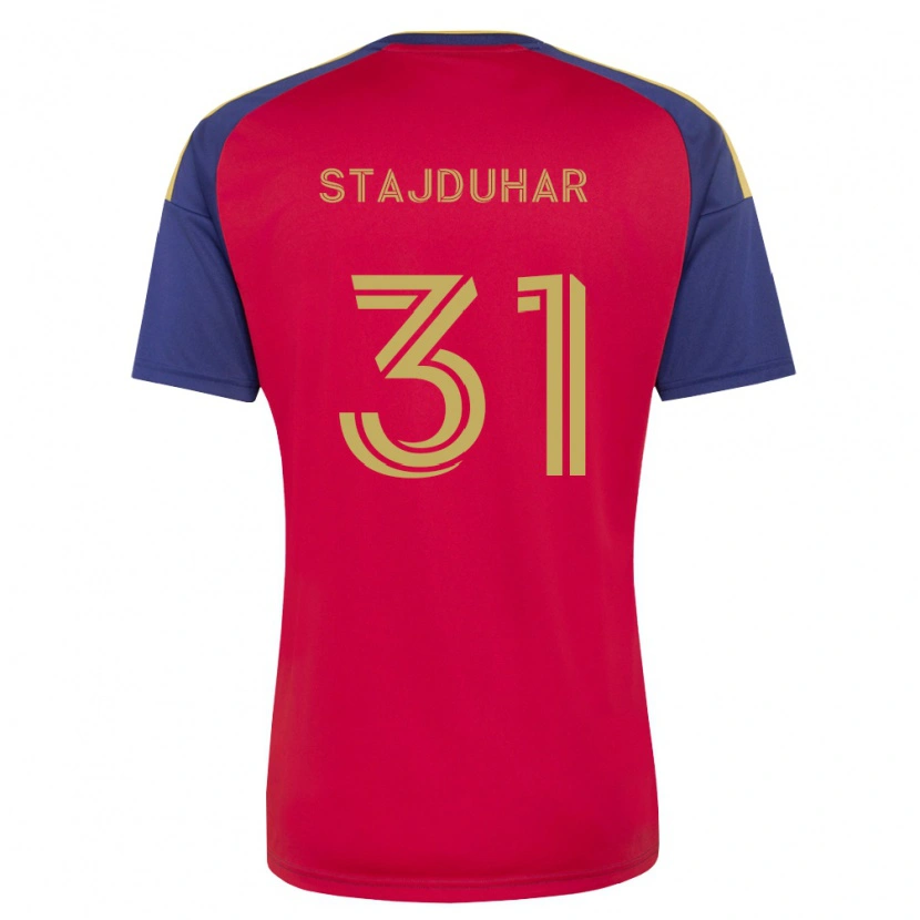 Danxen Heren Mason Stajduhar #31 Koninklijk Blauw Bruin Rood Thuisshirt Thuistenue 2026/27 T-Shirt België