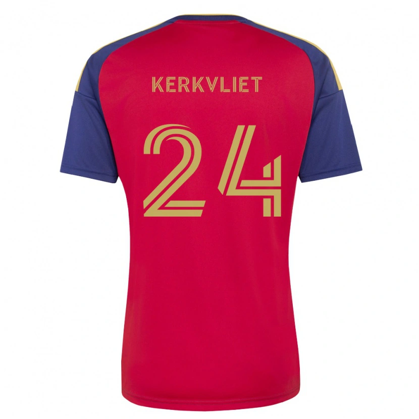 Danxen Heren Max Kerkvliet #24 Koninklijk Blauw Bruin Rood Thuisshirt Thuistenue 2026/27 T-Shirt België