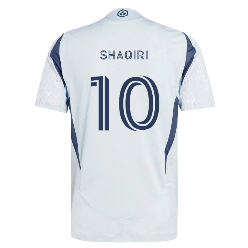 Danxen Heren Xherdan Shaqiri #10 Blauw Grijs Wit Uitshirt Uittenue 2026/27 T-Shirt België