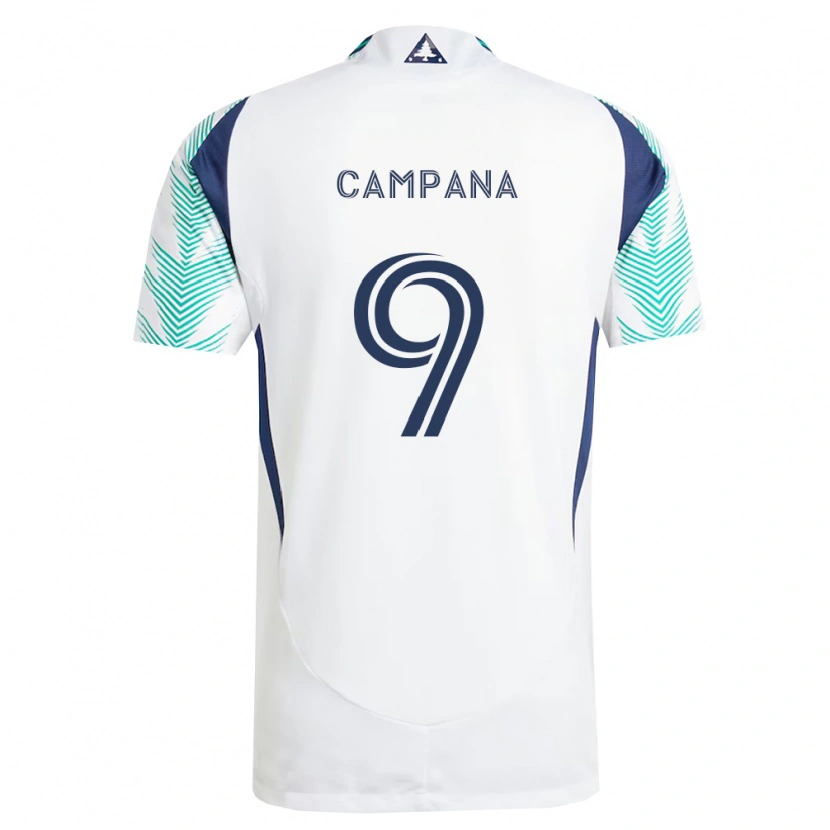 Danxen Heren Leonardo Campana #9 Wit Marineblauw Lichtgroen Uitshirt Uittenue 2026/27 T-Shirt België