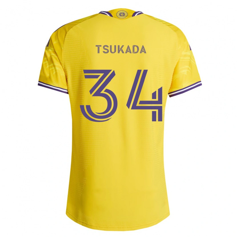 Danxen Heren Yutaro Tsukada #34 Geel Paars Uitshirt Uittenue 2026/27 T-Shirt België
