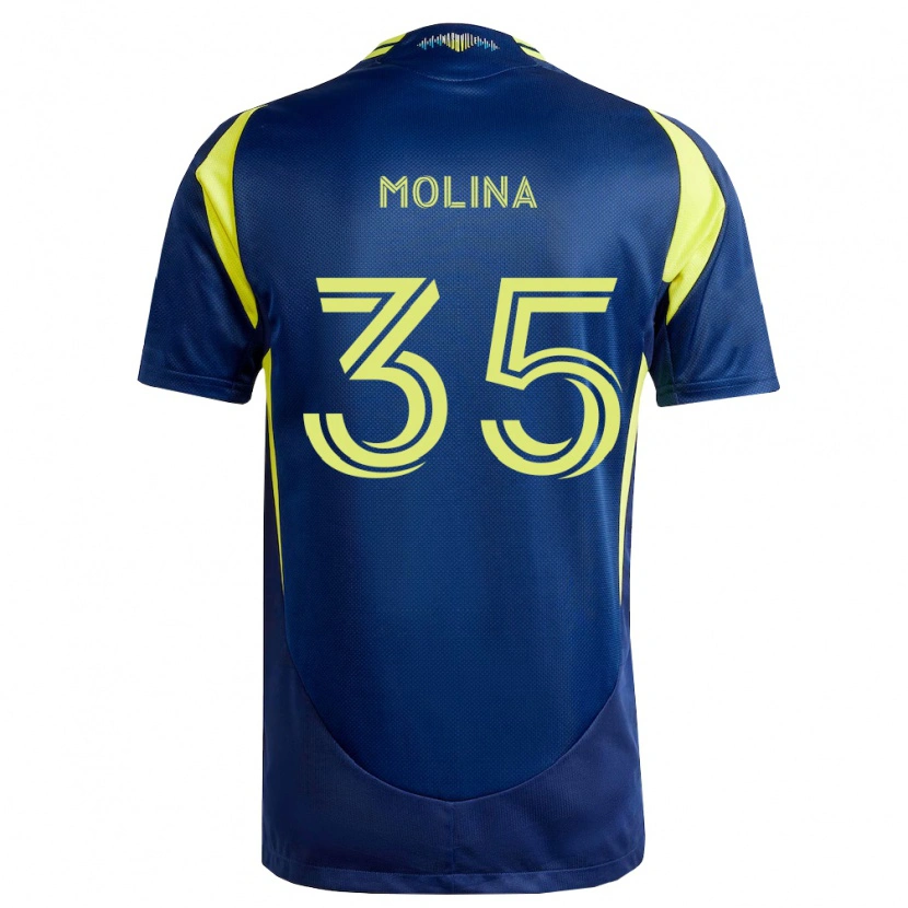 Danxen Heren Malachi Molina #35 Geel Marineblauw Uitshirt Uittenue 2026/27 T-Shirt België