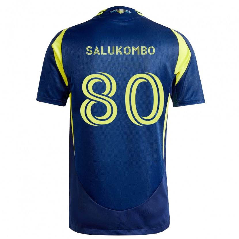 Danxen Heren David Salukombo #80 Geel Marineblauw Uitshirt Uittenue 2026/27 T-Shirt België