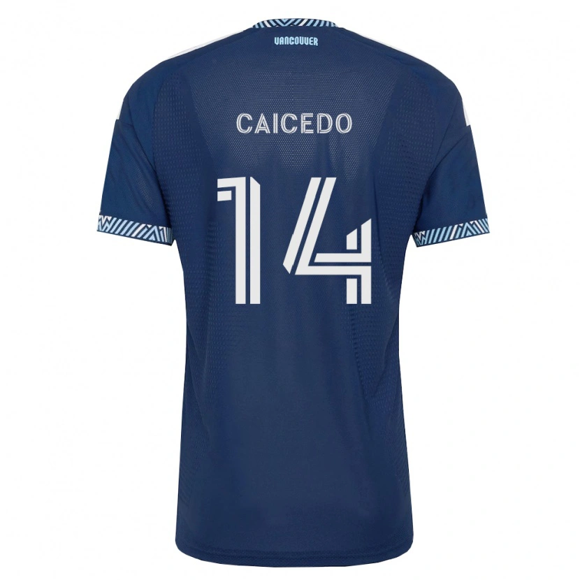 Danxen Heren Bruno Caicedo #14 Diep Blauw Wit Uitshirt Uittenue 2026/27 T-Shirt België