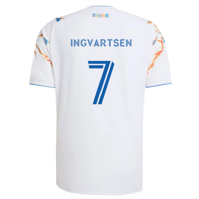 Danxen Heren Marcus Ingvartsen #7 Wit Oranje Blauw Uitshirt Uittenue 2026/27 T-Shirt België