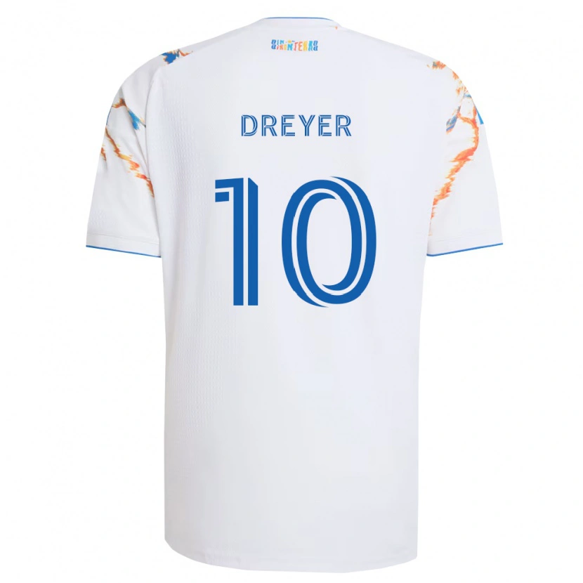 Danxen Heren Anders Dreyer #10 Wit Oranje Blauw Uitshirt Uittenue 2026/27 T-Shirt België