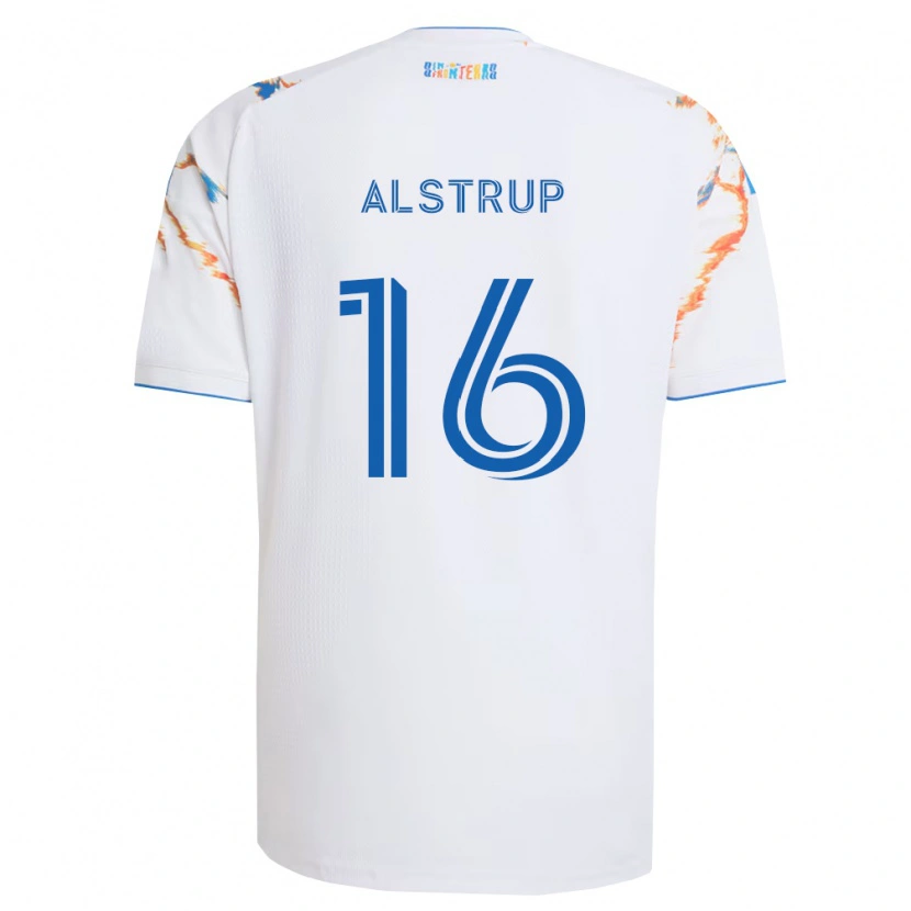 Danxen Heren Marcus Alstrup #16 Wit Oranje Blauw Uitshirt Uittenue 2026/27 T-Shirt België