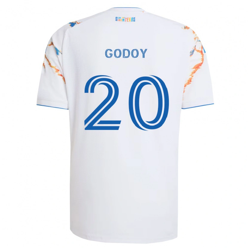 Danxen Heren Aníbal Godoy #20 Wit Oranje Blauw Uitshirt Uittenue 2026/27 T-Shirt België
