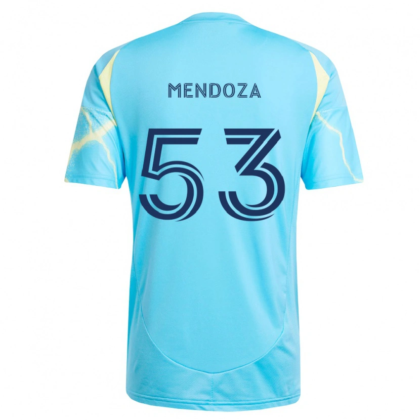 Danxen Heren Isaiah Mendoza #53 Lichtblauw Zwart Lichtgeel Uitshirt Uittenue 2026/27 T-Shirt België