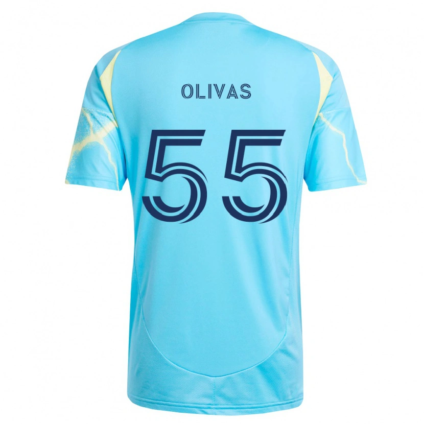 Danxen Heren Sal Olivas #55 Lichtblauw Zwart Lichtgeel Uitshirt Uittenue 2026/27 T-Shirt België