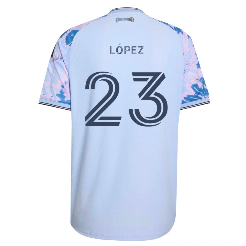 Danxen Dames Hernán López #23 Koninklijk Blauw Wit Zwart Uitshirt Uittenue 2026/27 T-Shirt België