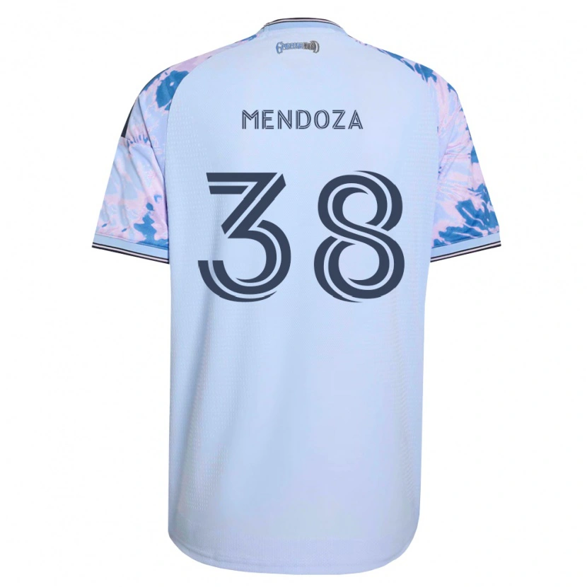 Danxen Dames Edwyn Mendoza #38 Koninklijk Blauw Wit Zwart Uitshirt Uittenue 2026/27 T-Shirt België