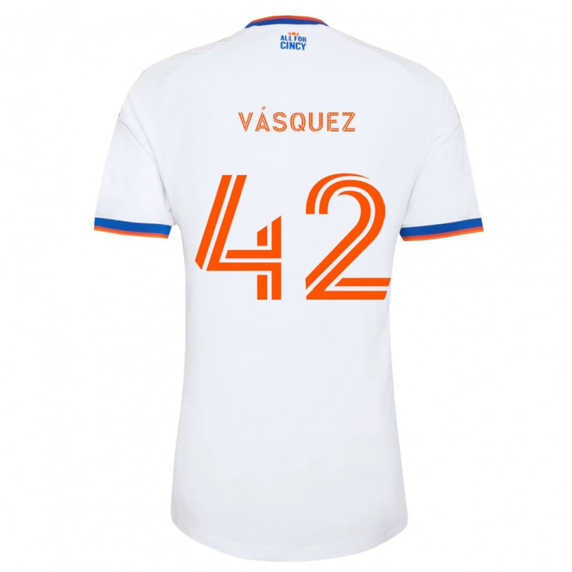 Danxen Dames Mathías Vásquez #42 Wit Marineblauw Oranje Uitshirt Uittenue 2026/27 T-Shirt België