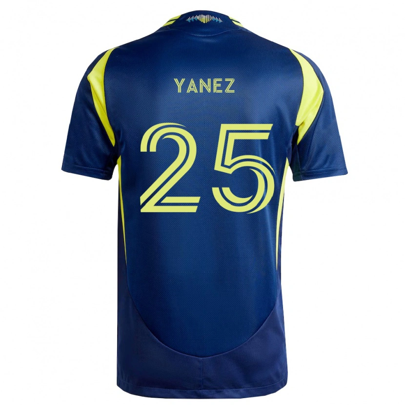 Danxen Dames Zidane Yáñez #25 Geel Marineblauw Uitshirt Uittenue 2026/27 T-Shirt België