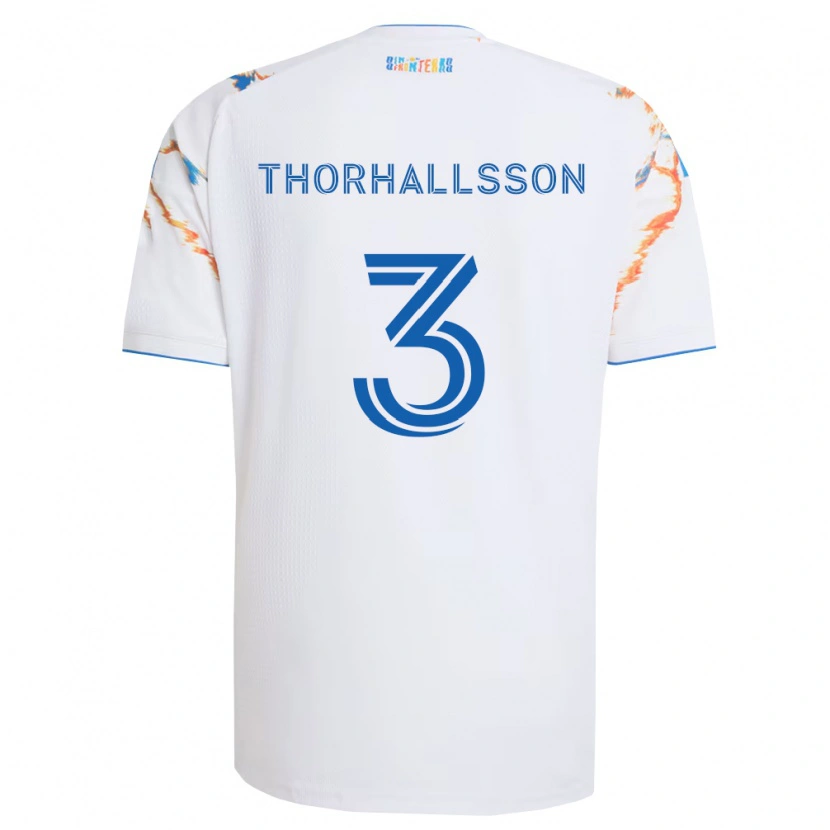 Danxen Dames Dagur Dan Thórhallsson #3 Wit Oranje Blauw Uitshirt Uittenue 2026/27 T-Shirt België