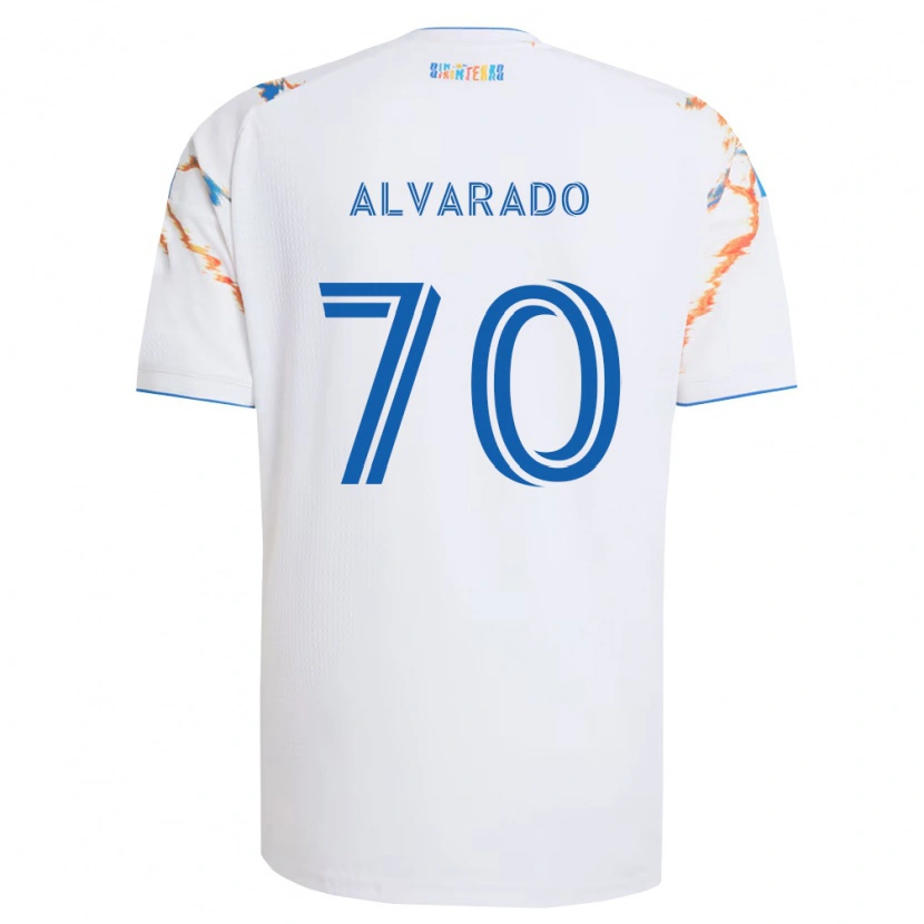 Danxen Dames Alejandro Alvarado #70 Wit Oranje Blauw Uitshirt Uittenue 2026/27 T-Shirt België