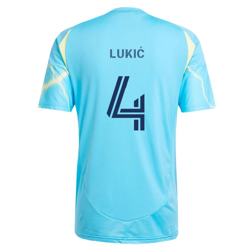 Danxen Dames Jovan Lukić #4 Lichtblauw Zwart Lichtgeel Uitshirt Uittenue 2026/27 T-Shirt België