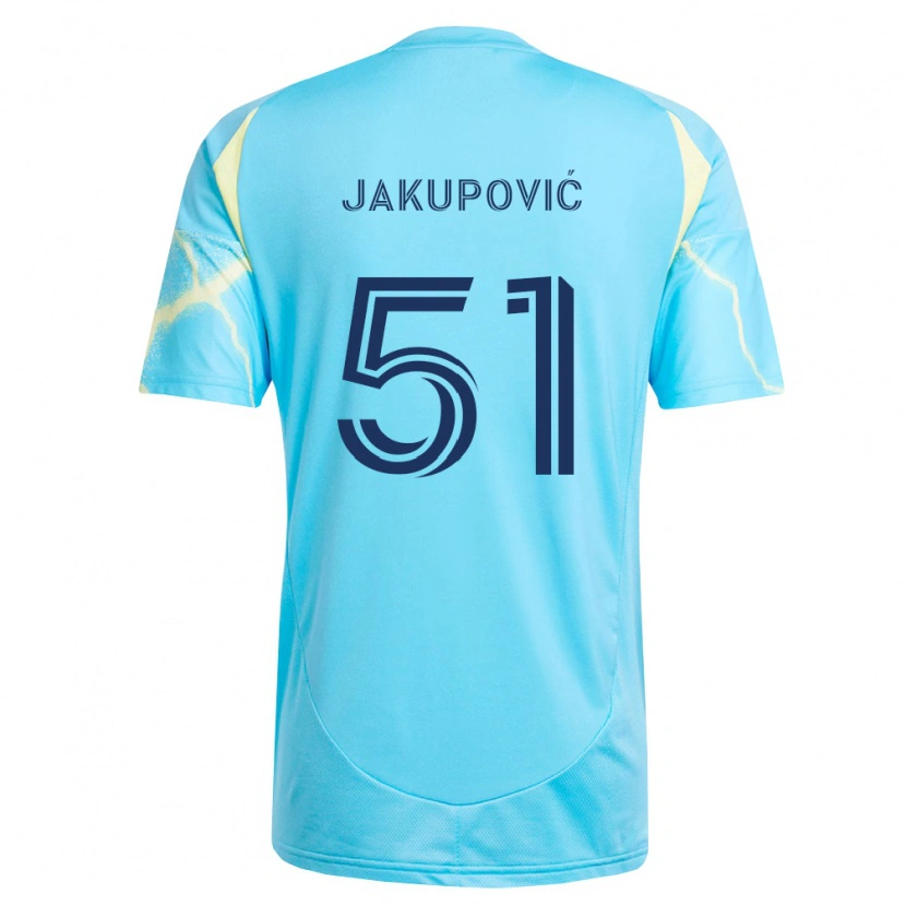 Danxen Dames Malik Jakupović #51 Lichtblauw Zwart Lichtgeel Uitshirt Uittenue 2026/27 T-Shirt België