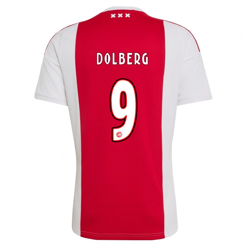 Danxen Kinderen Kasper Dolberg #9 Rood Wit Geel Thuisshirt Thuistenue 2026/27 T-Shirt België
