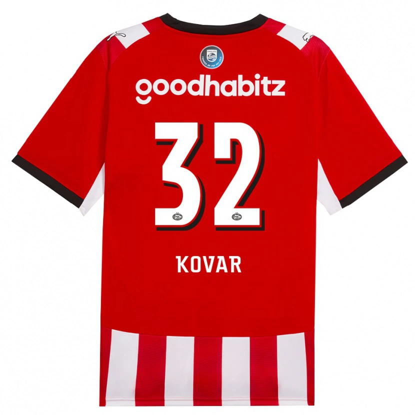 Danxen Kinderen Matej Kovar #32 Rood Wit Zwart Thuisshirt Thuistenue 2026/27 T-Shirt België