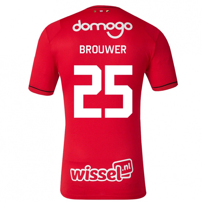 Danxen Kinderen Michael Brouwer #25 Rood Wit Zwart Thuisshirt Thuistenue 2026/27 T-Shirt België