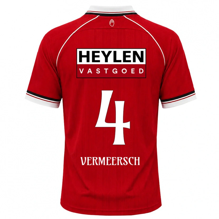 Danxen Kinderen Ryan Vermeersch #4 Rood Wit Zwart Thuisshirt Thuistenue 2026/27 T-Shirt België