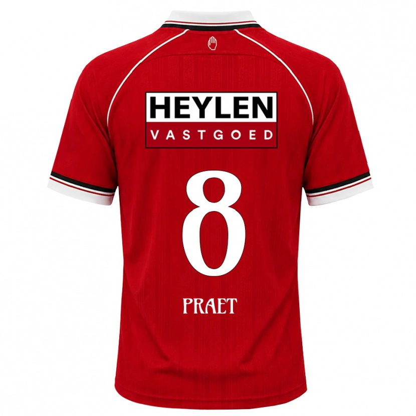 Danxen Kinderen Dennis Praet #8 Rood Wit Zwart Thuisshirt Thuistenue 2026/27 T-Shirt België