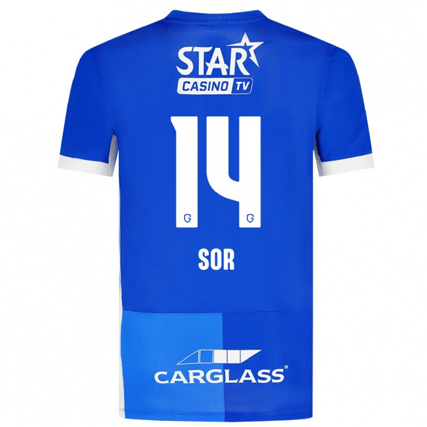 Danxen Kinderen Yira Sor #14 Mediumblauw Koninklijkblauw Wit Thuisshirt Thuistenue 2026/27 T-Shirt België
